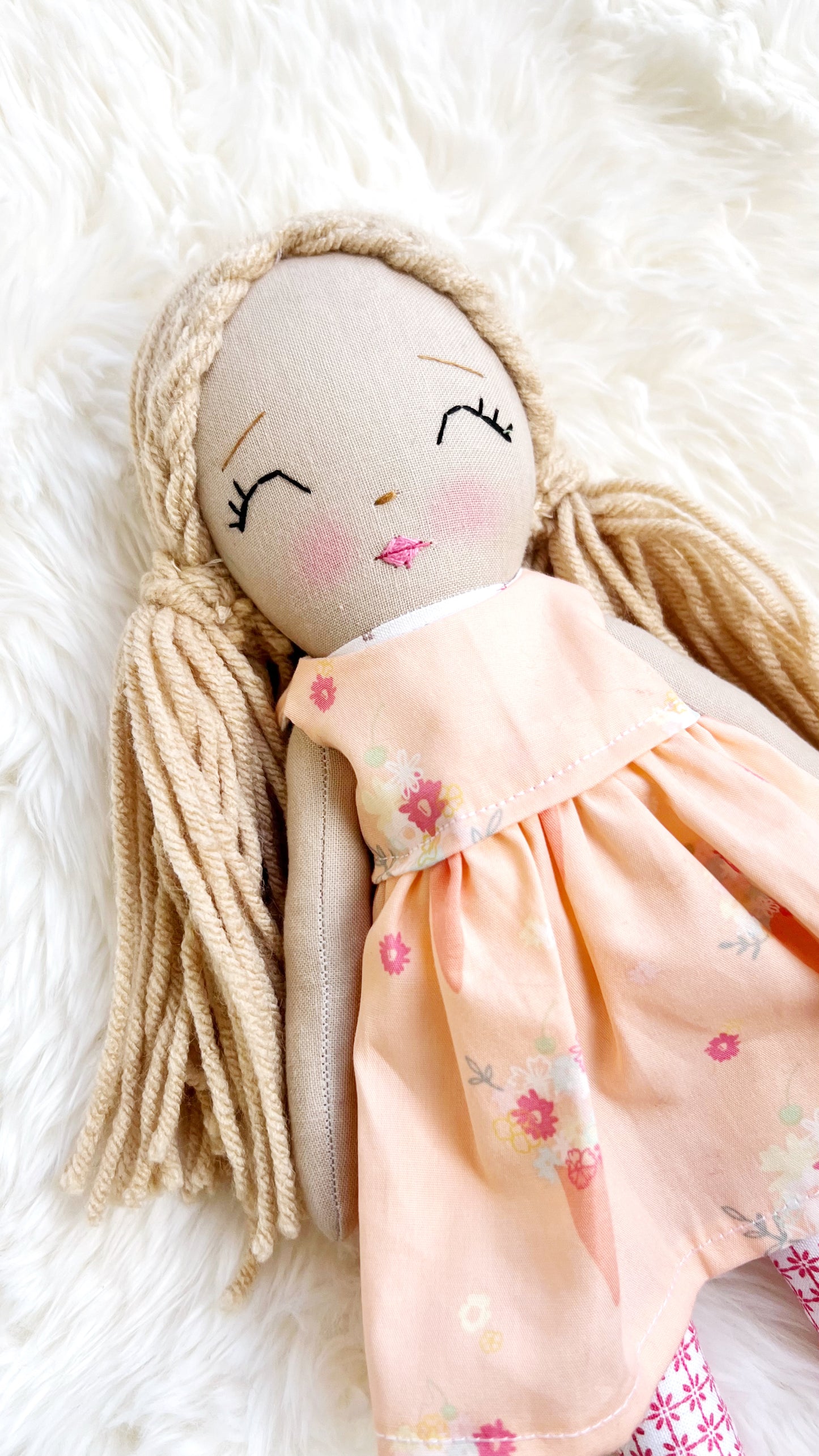 Heirloom Doll, Handmade Doll, Dress Up Doll, Yarn Haired Doll