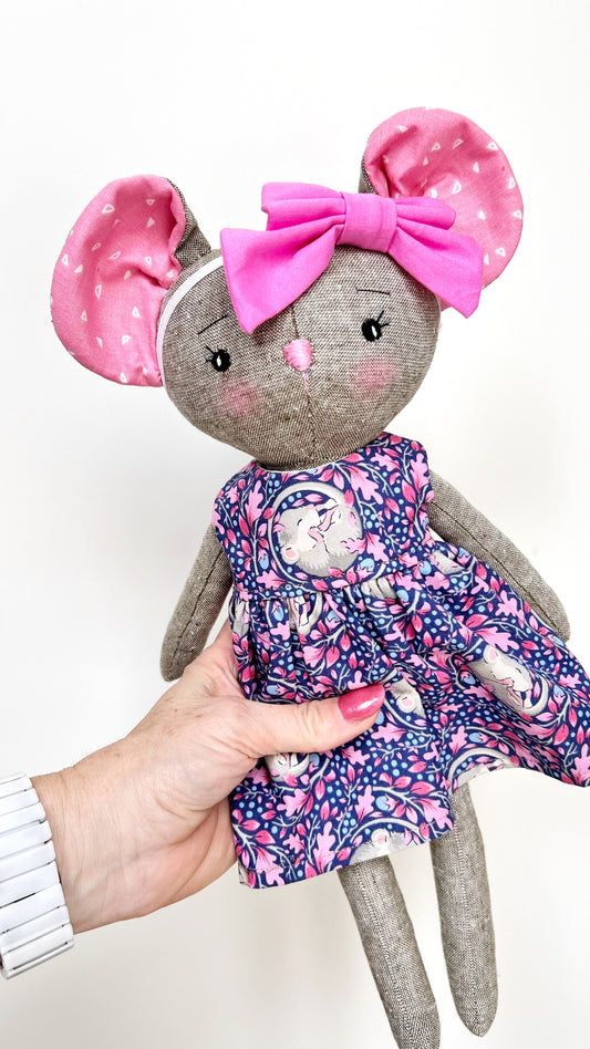 Mouse doll, linen mouse